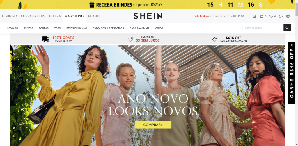 Marca de fast fashion da China, SHEIN, populariza e compete diretamente