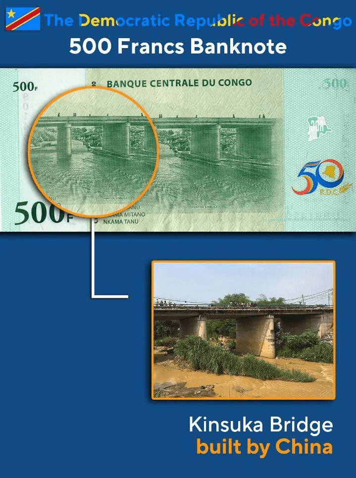 Cédula de 500 de francos congoleses (DRC) - Kinsuka Bridge